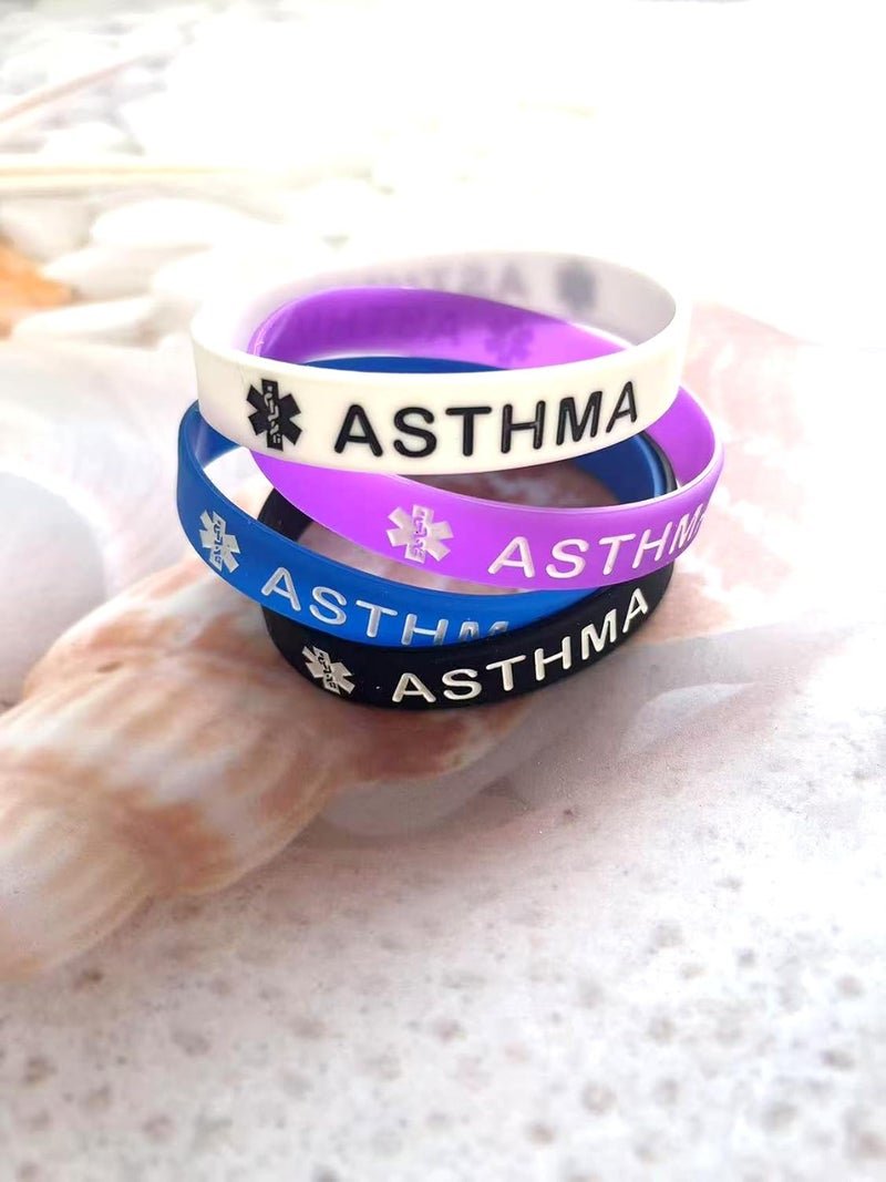 OutstandLong 5 Pack Sport Medical Alert ID Blood Thinner Silicone Bracelet Rubber Medical Awareness Wristbands 7.5" - Image 3